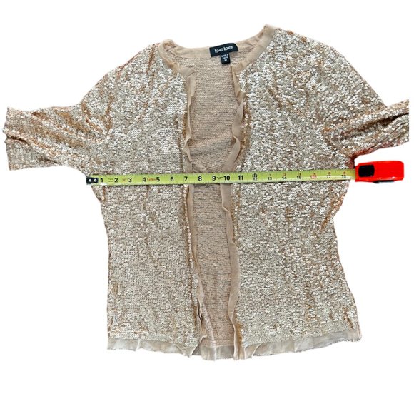 Vintage BeBe Gold Sequined Long Sleeved Open Cardigan Size M - Picture 6 of 8